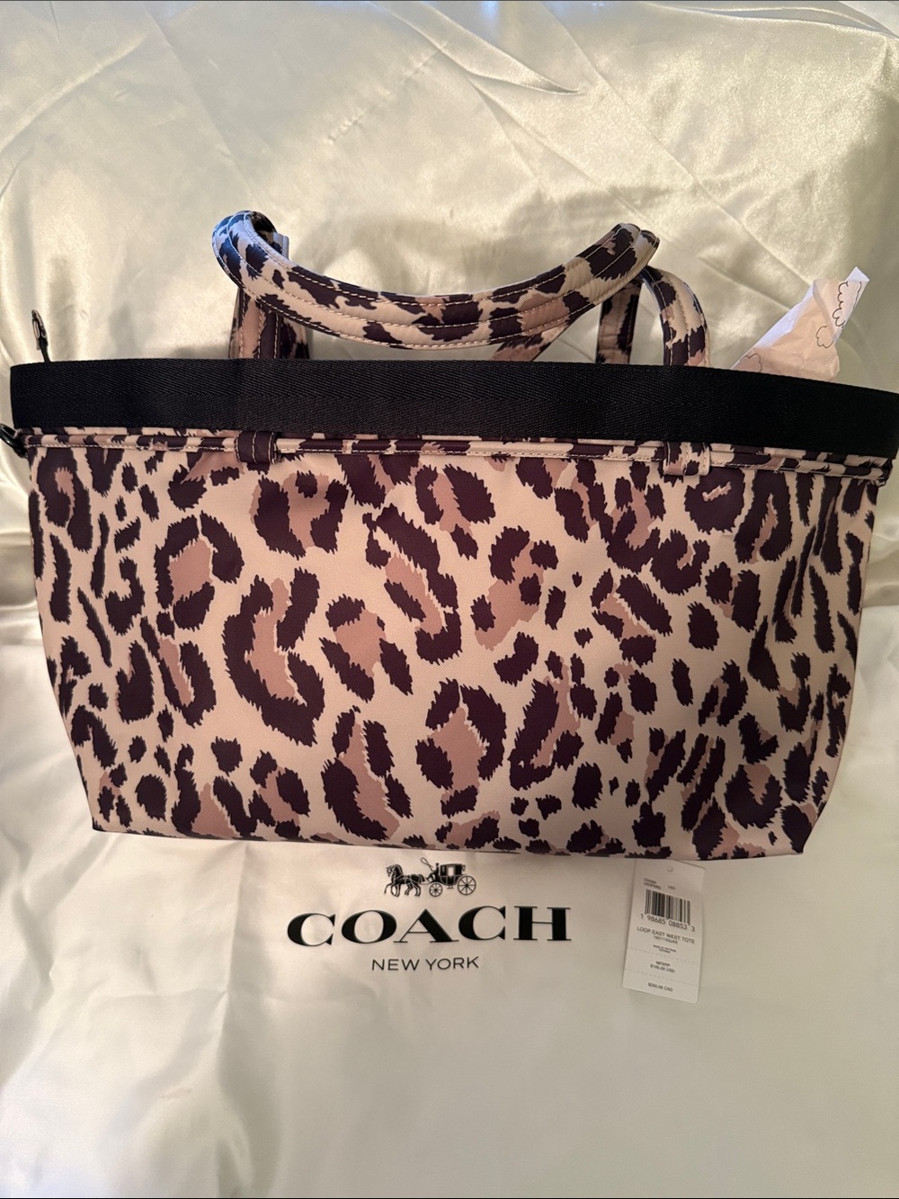 🤎🖤 Coach NWT Coachtopia Leopard Print Loop East/West Bow Tote Bag - Picture 5 of 11